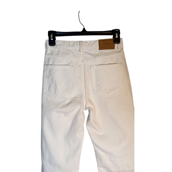 2/$30 ZARA Trafaluc Waist 24 Distressed White Denim Jeans Frayed Hem & "Overdres - Picture 11 of 16